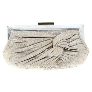 Anya Hindmarch Twist Pleated Accent Clutch Bag in Metallic Gold Leather